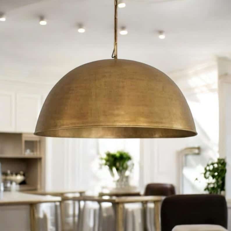 Antique Brass Pendant Light, vintage-inspired design, warm ambient lighting