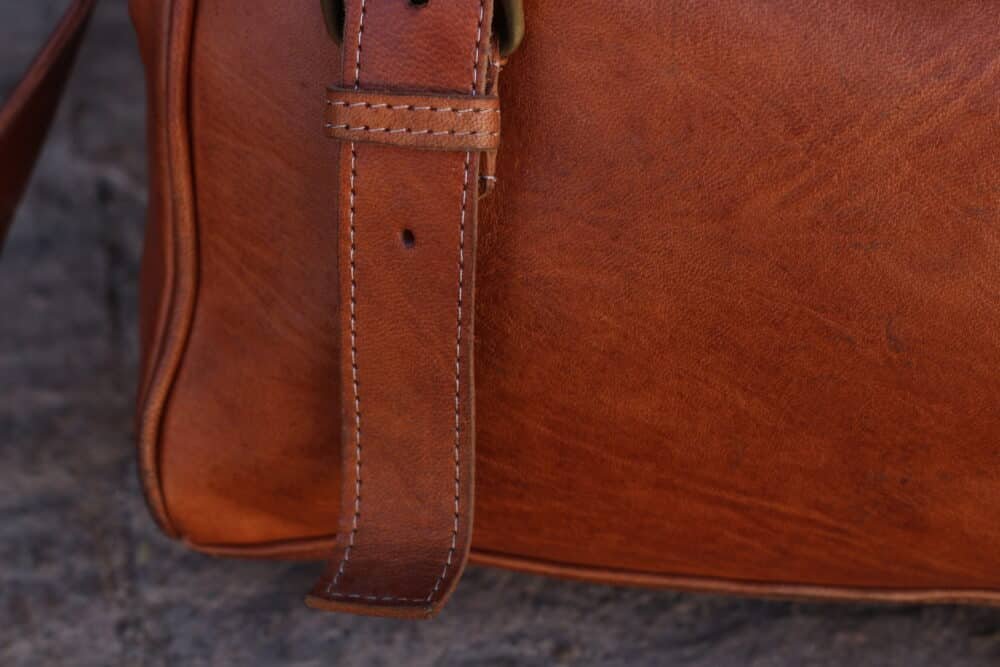 Close-up of high-quality leather used in the Leather Shoulder Bag.