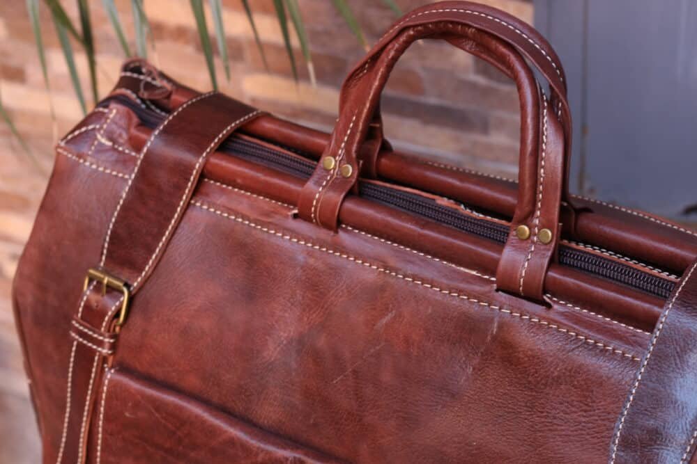 Close-up of leather texture on the Elegant Large Leather Bag