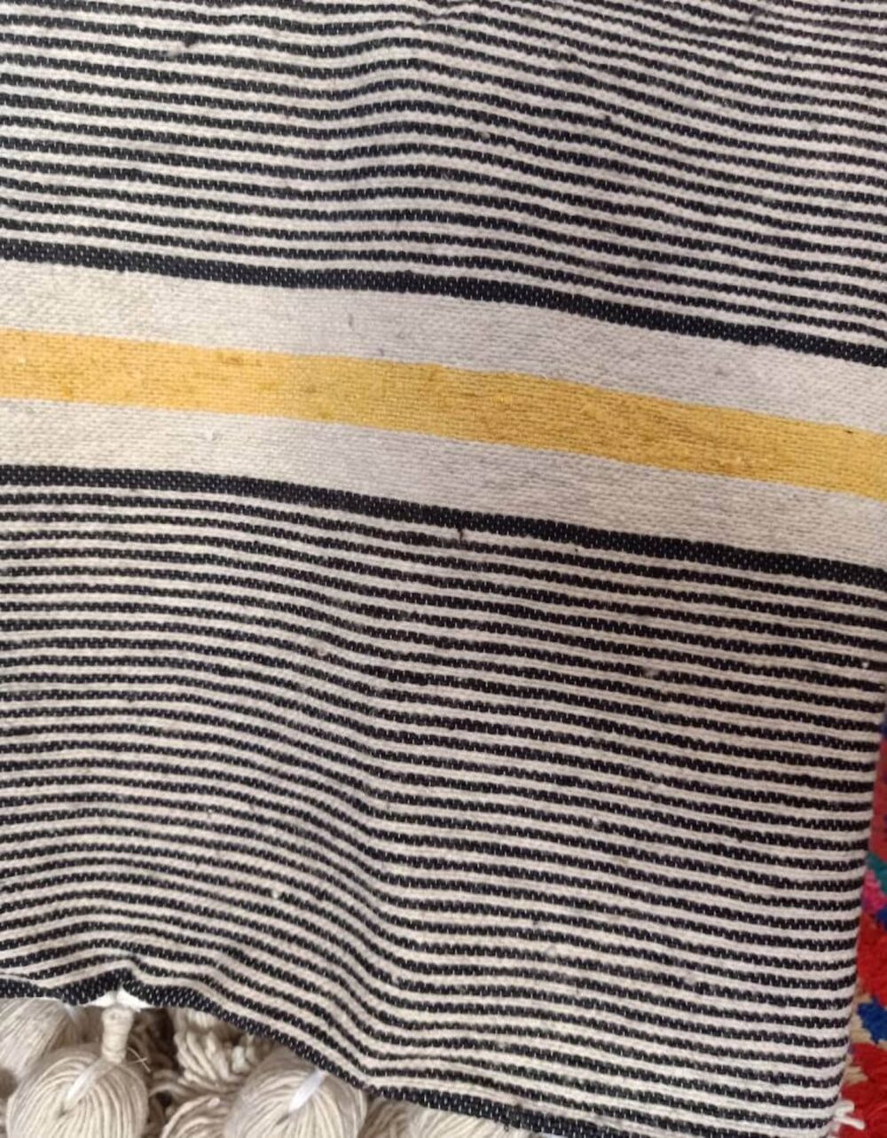 Handwoven Black & Yellow Striped Blanket – Cozy and Chic - Image 3