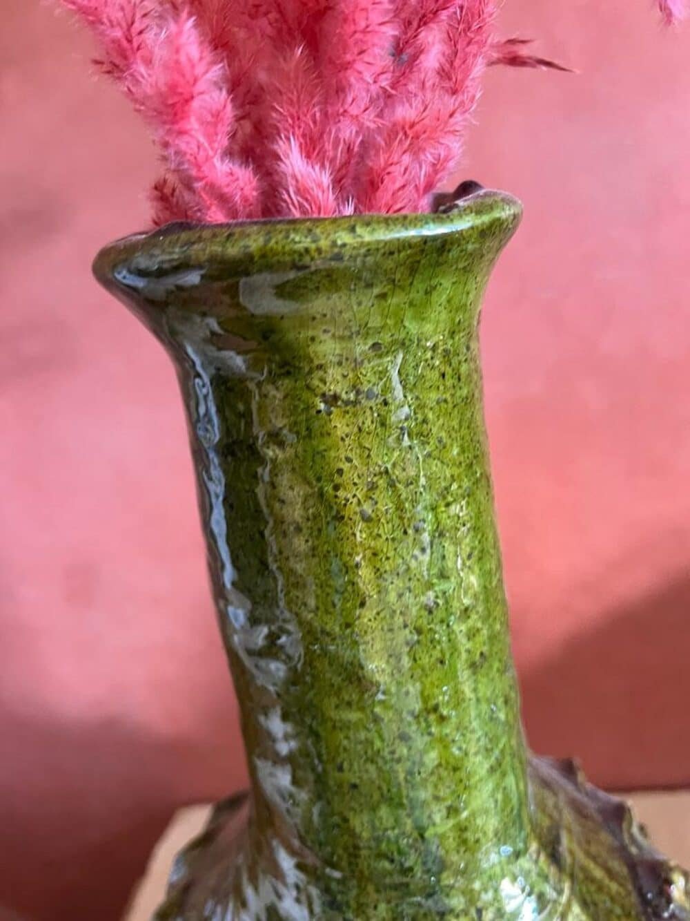 Elegant green ceramic vase for home decor