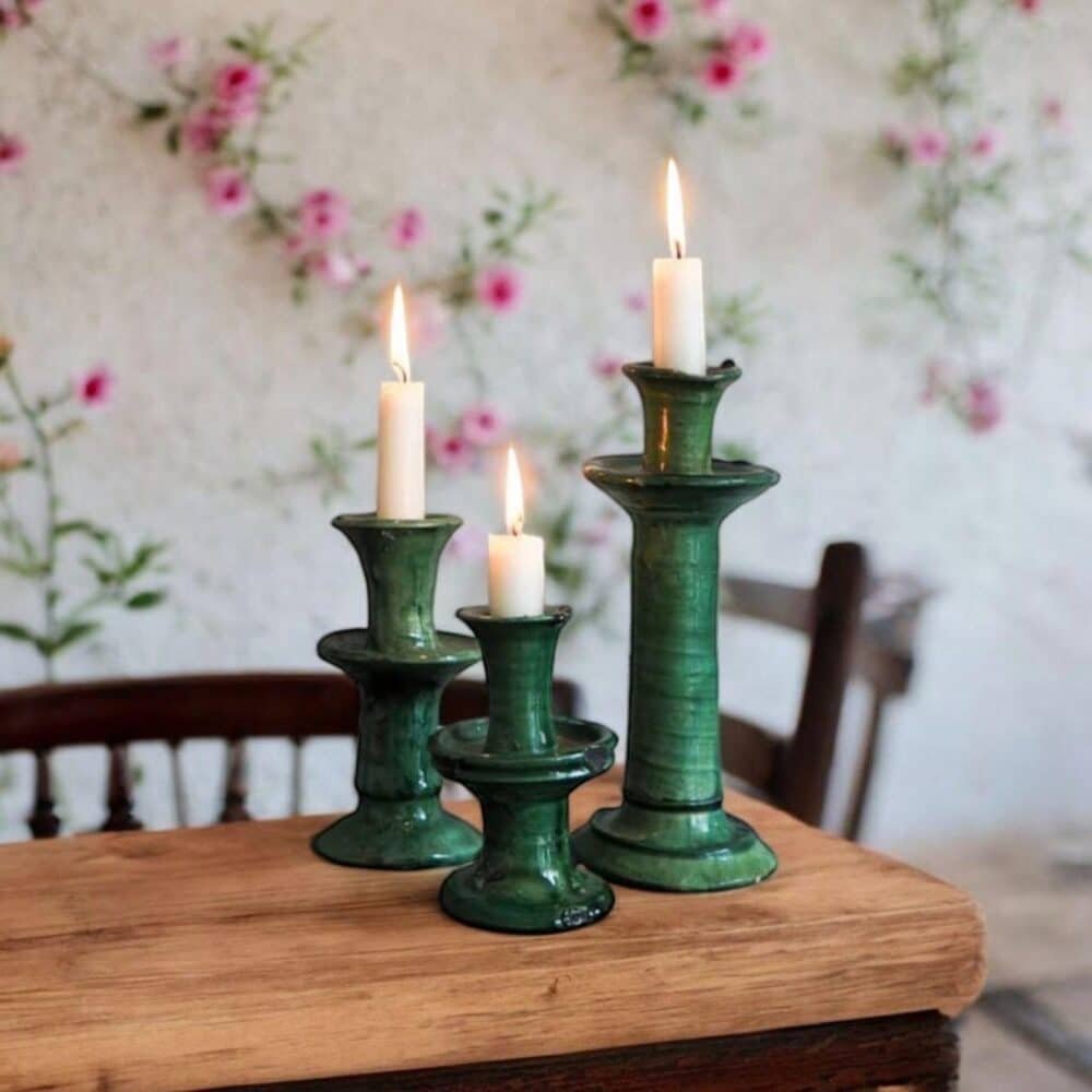 Beautiful handcrafted ceramic candlestick holder with smooth glaze