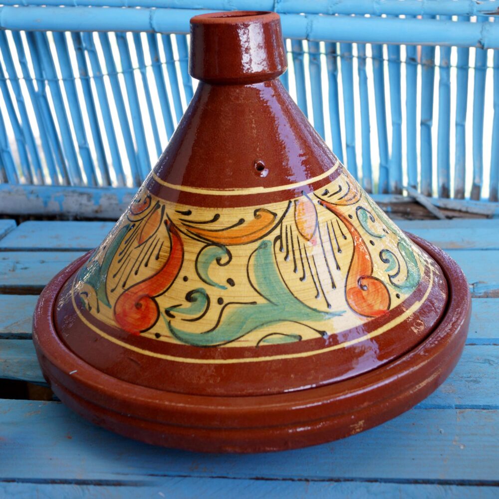 Authoritative brown ceramic pot with a glossy finish