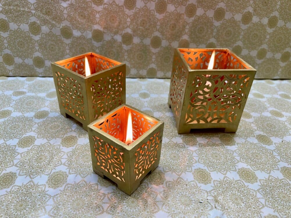 Pair of Affable Brass Table Candle Holders.