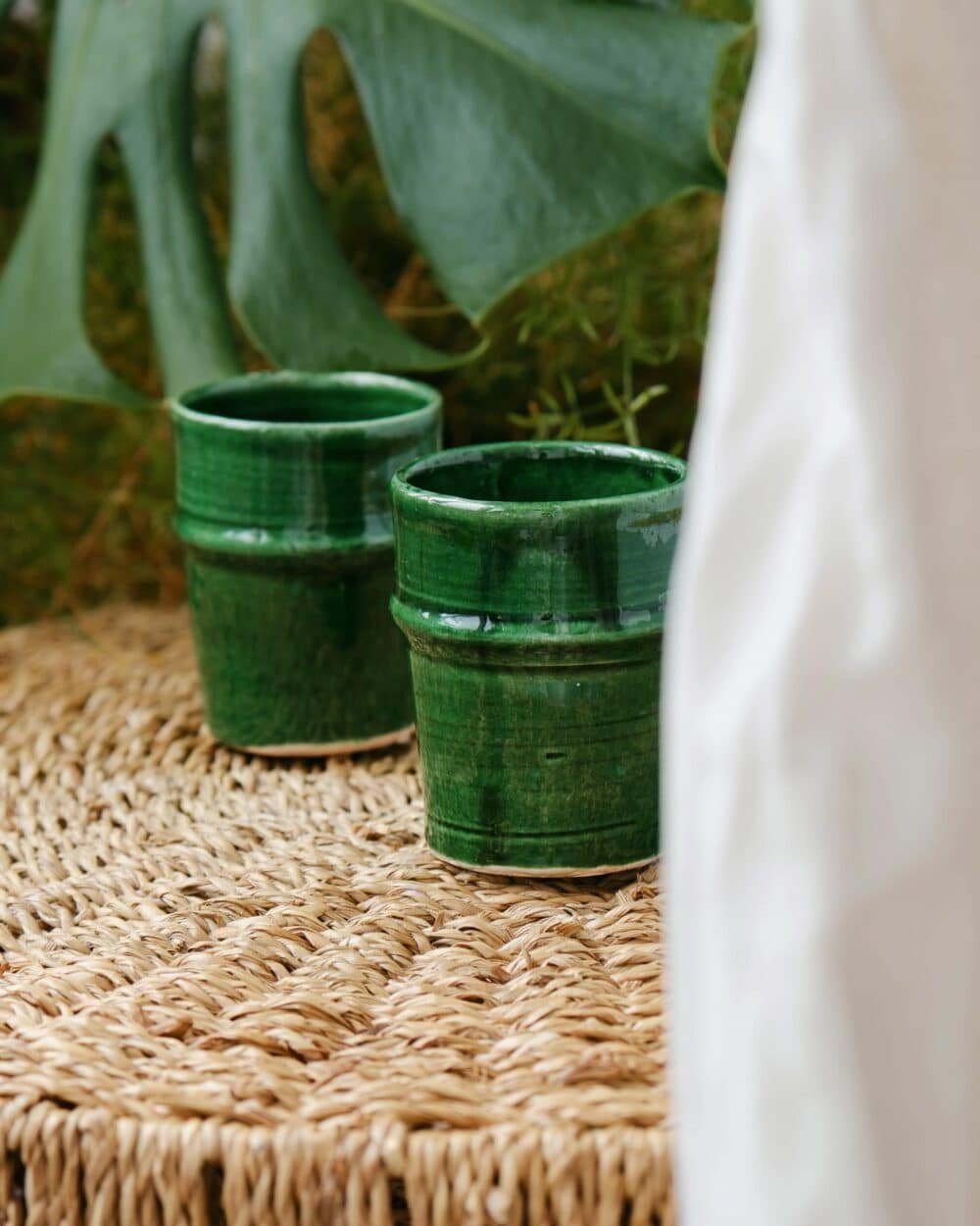 Ceramic Authentic Coffee Cup set on a wooden table.