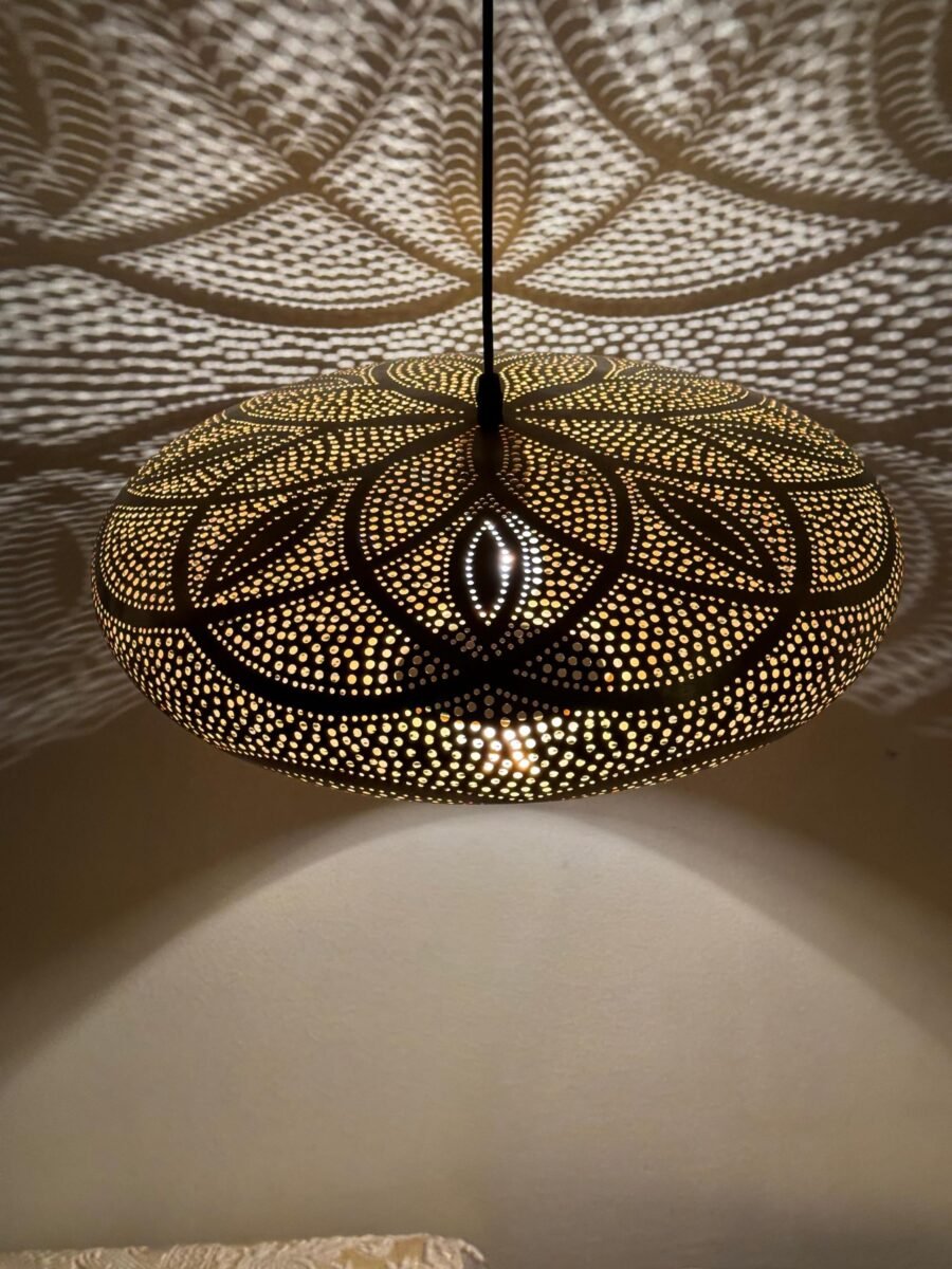 Glorious Pendant Light hanging in a sleek, modern living room.