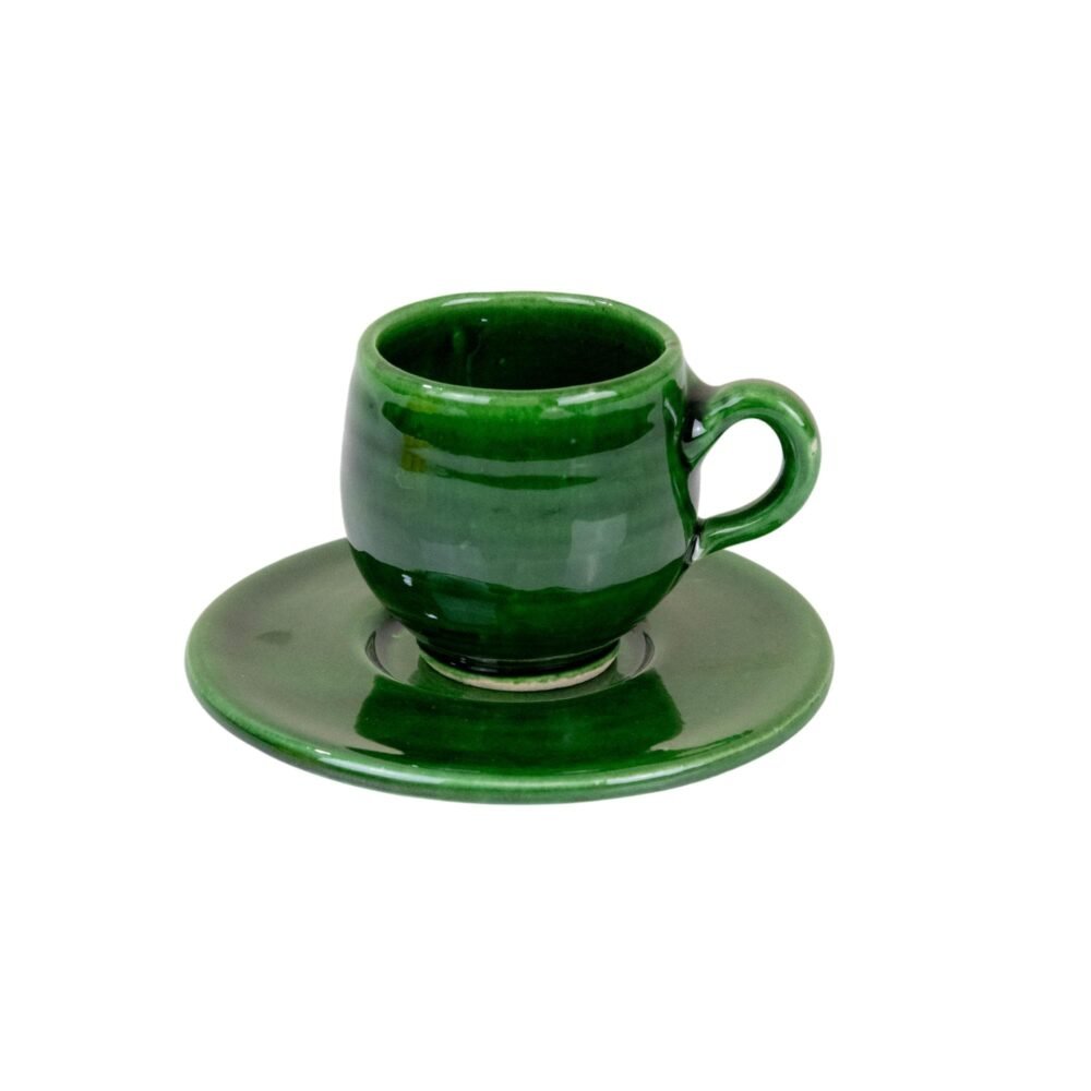 Beautiful Tamegroute ceramic coffee cup with lid in modern design