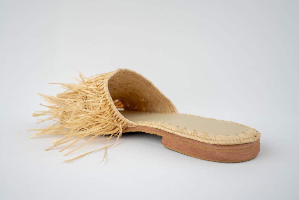 Overhead view of the Gorgeous Raffia Shoes, highlighting their lightweight design