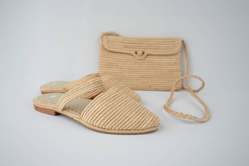Close-up of the Special Handmade Raffia Cross Body Bag showcasing the craftsmanship