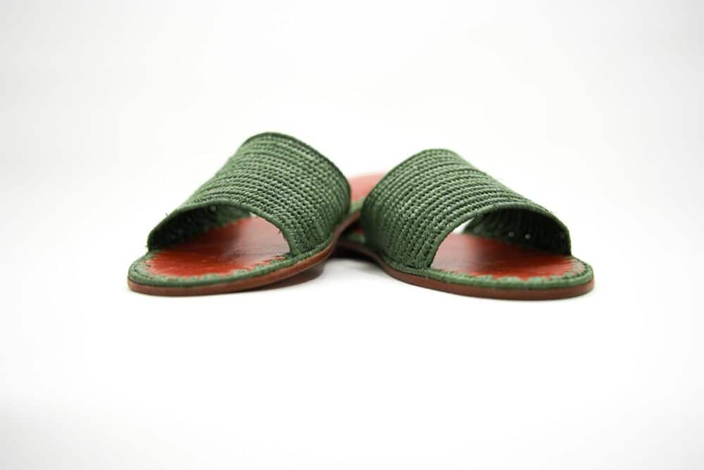 Awesome Viridian Raffia Sandals with vibrant green design